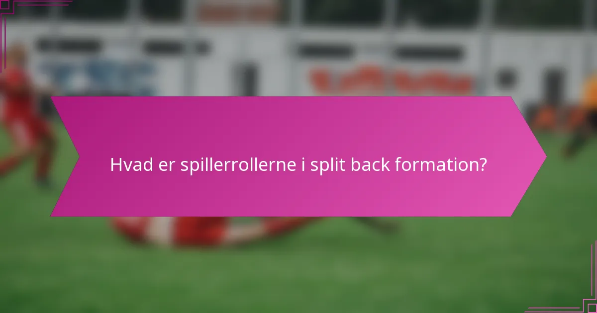 Hvad er spillerrollerne i split back formation?